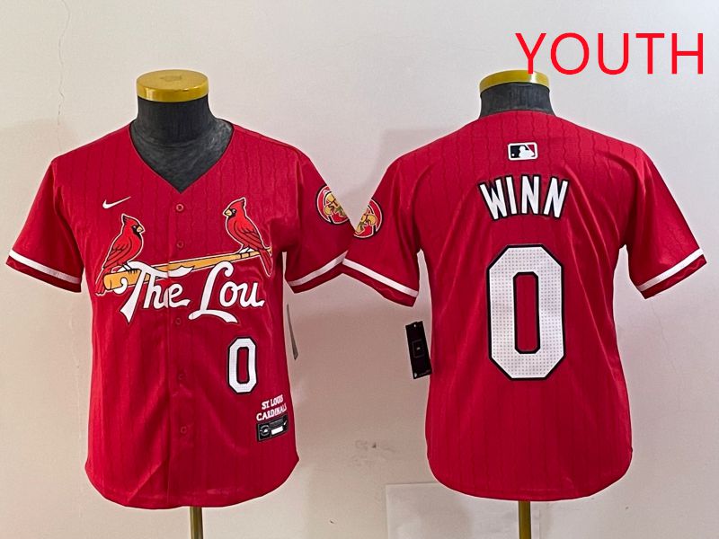 Youth St.Louis Cardinals #0 Winn Red City Edition 2025 Nike MLB Jersey style 1